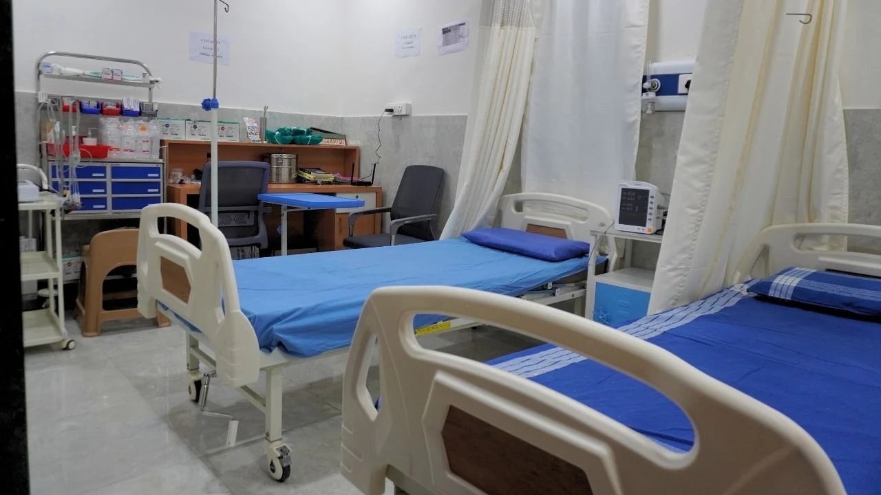 Aarya Hospitals in-patient beds with patient monitors